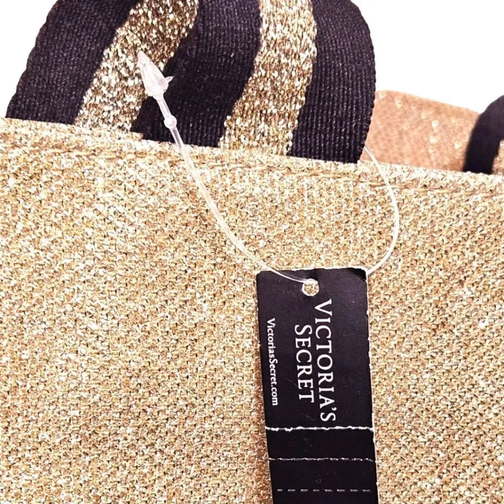 VICTORIA SECRET GOLD SPARKLY LARGE TOTE - Picture 10 of 12